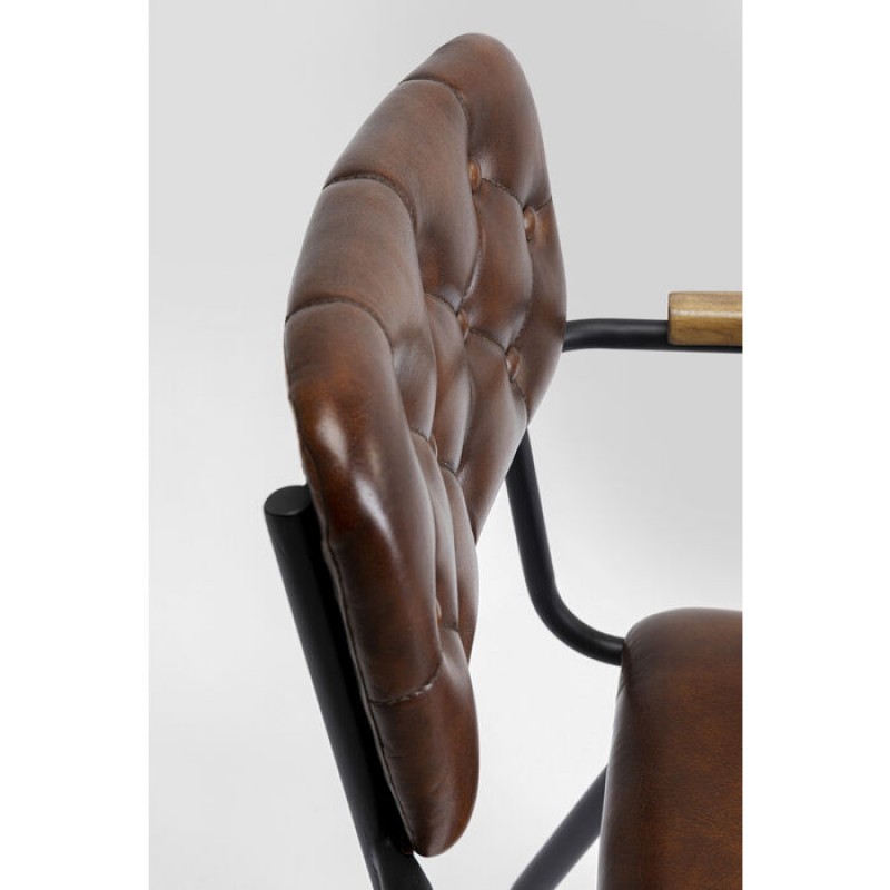 Chair with Armrest Salsa Leather Brown